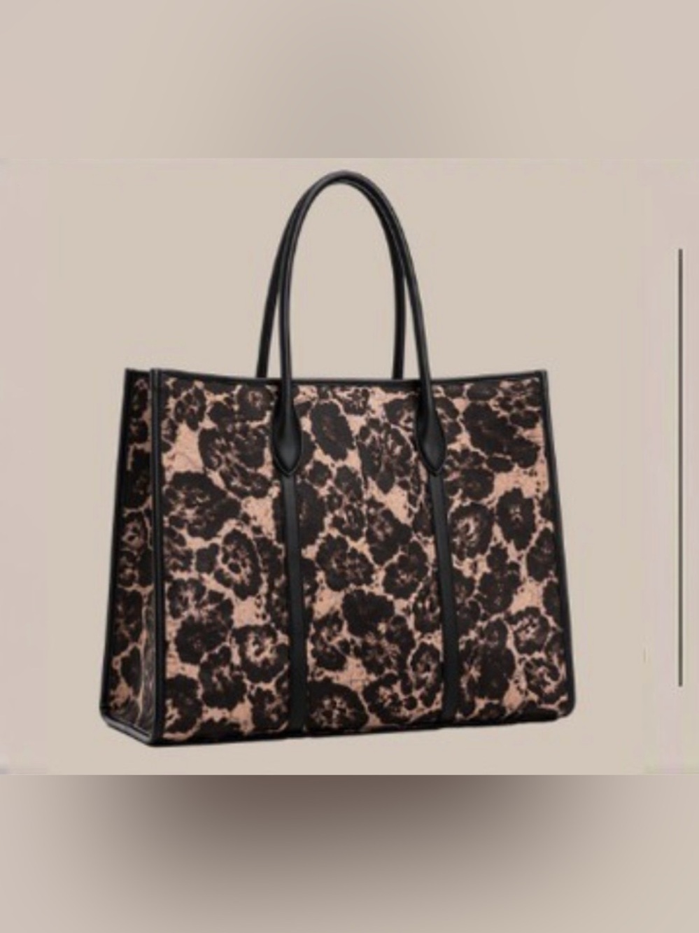 Leopard Print Tote Black/Tan